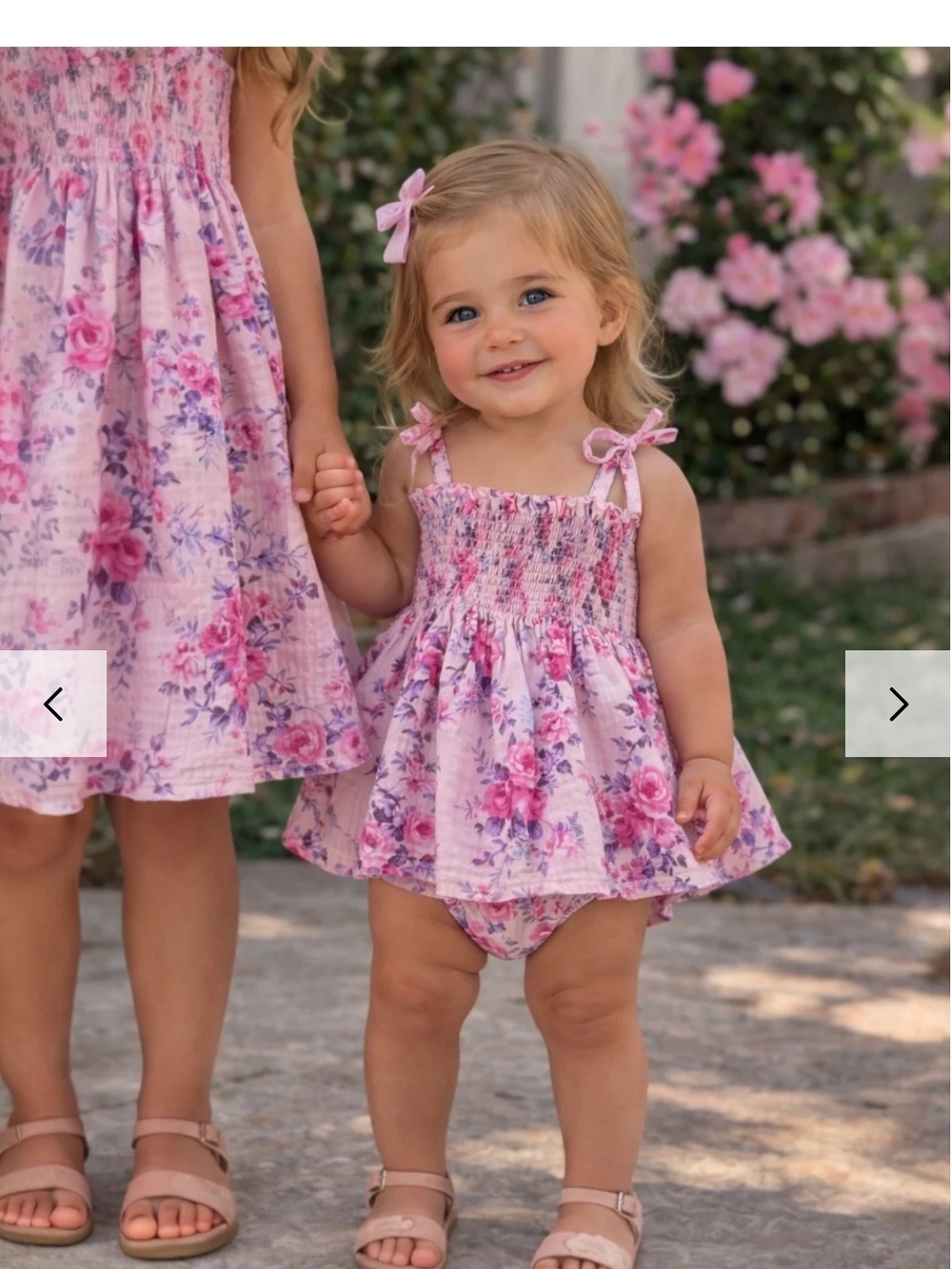 Muslin Smocked Floral Bubble Sundress in Violet Rose